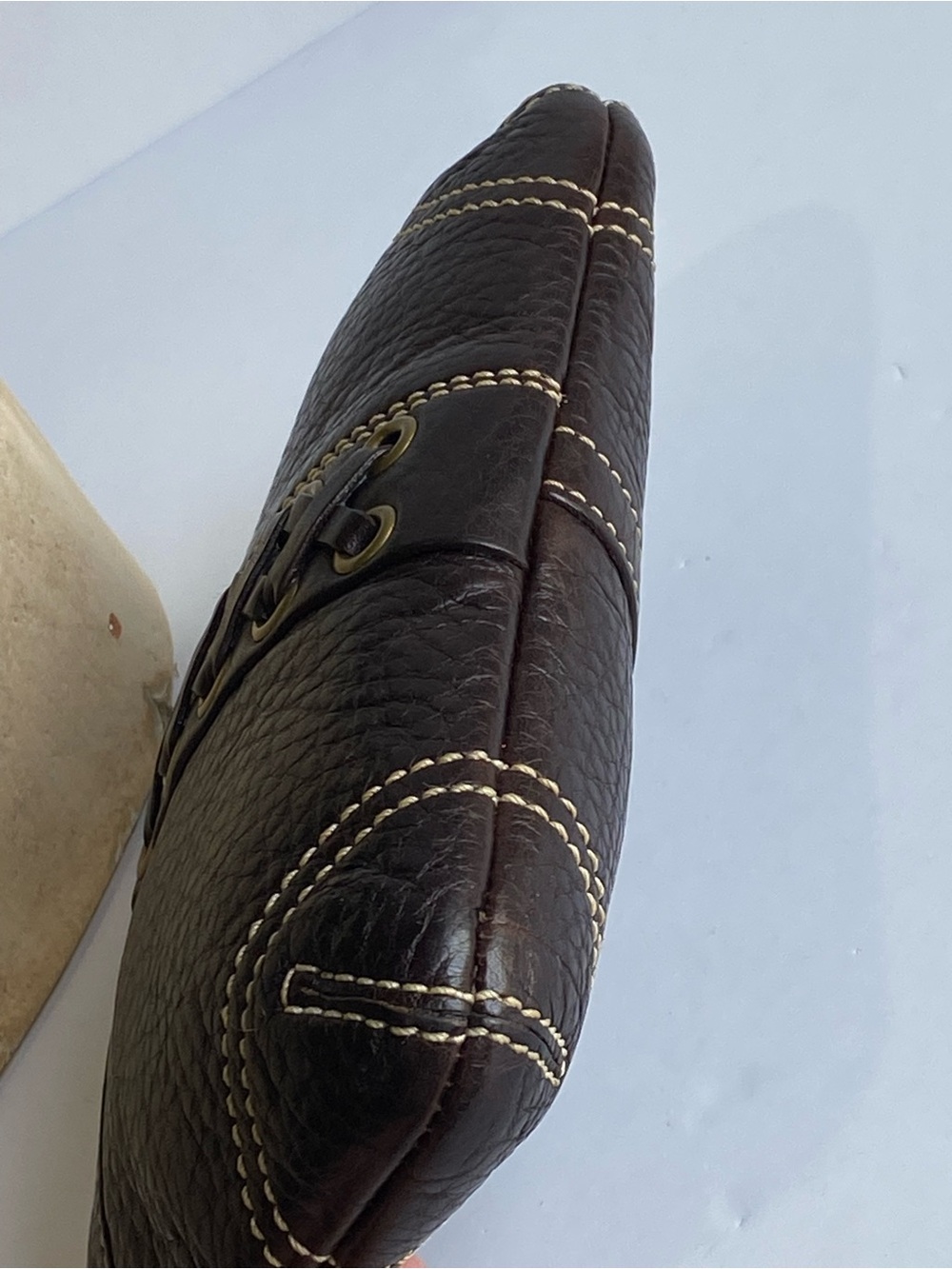 Coach Laced Corset Woven Chelsea Dark Brown Leather Wristlet Y2K - Picture 8 of 14